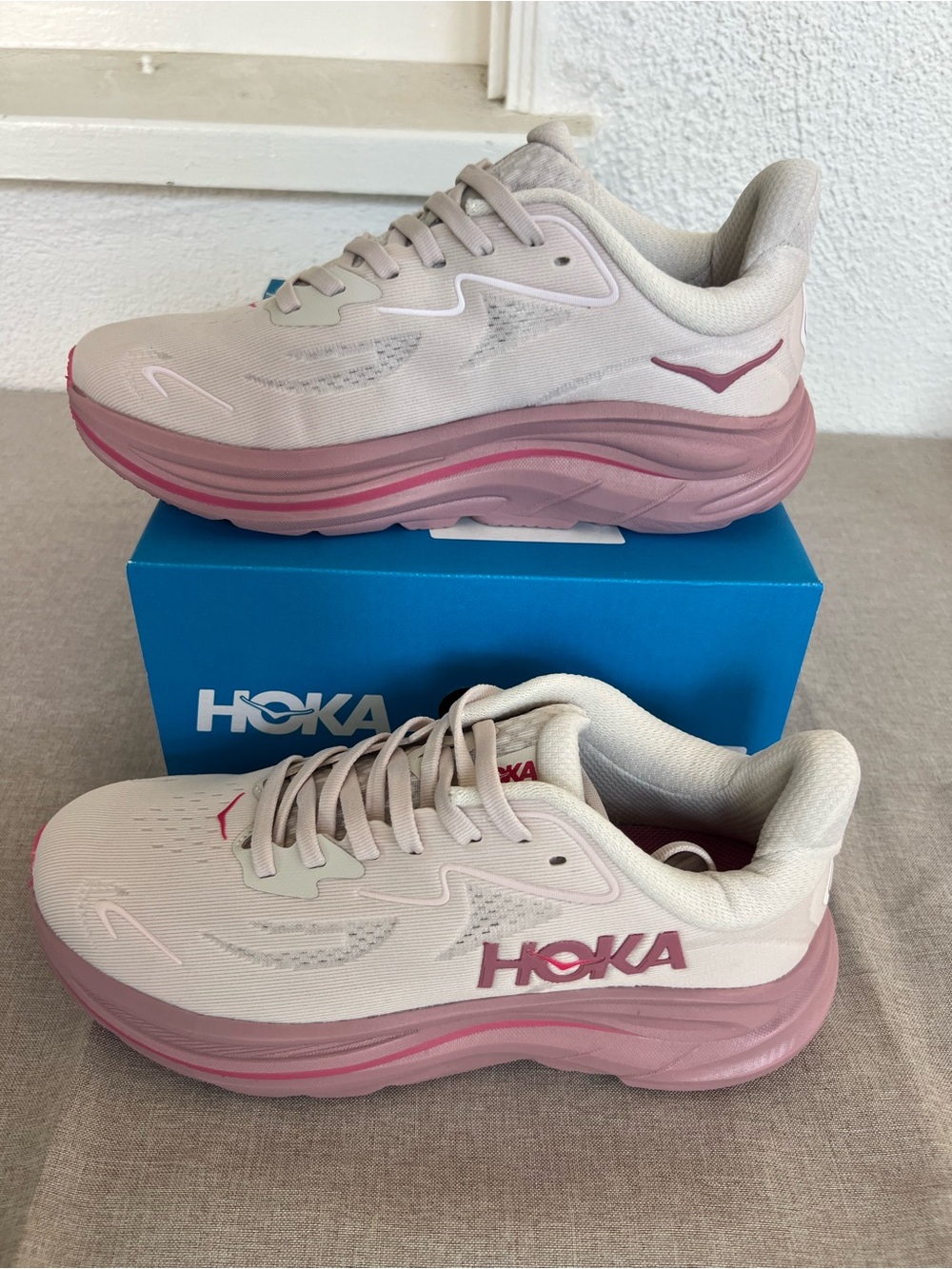 Hoka One One Women's Light Pink Athletic Running Shoes with Pink Accents